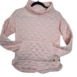 Jones‎ Sport Pink Quilted mock neck pullover sweater Womens small